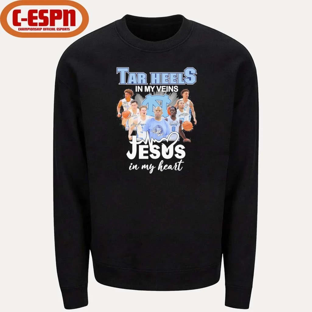 Official UNC Men’s Basketball In My Veins Jesus In My Heart Shirt