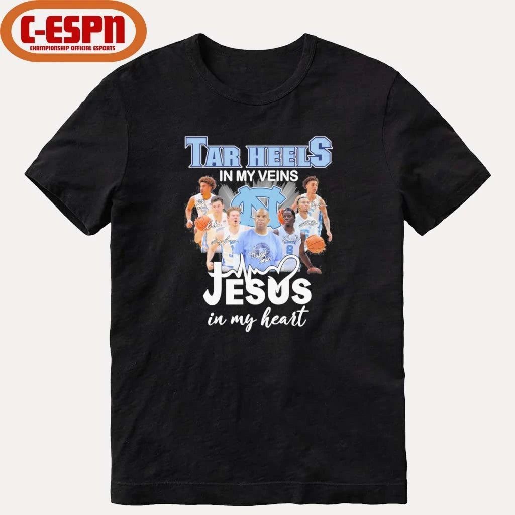 Official UNC Men’s Basketball In My Veins Jesus In My Heart Shirt