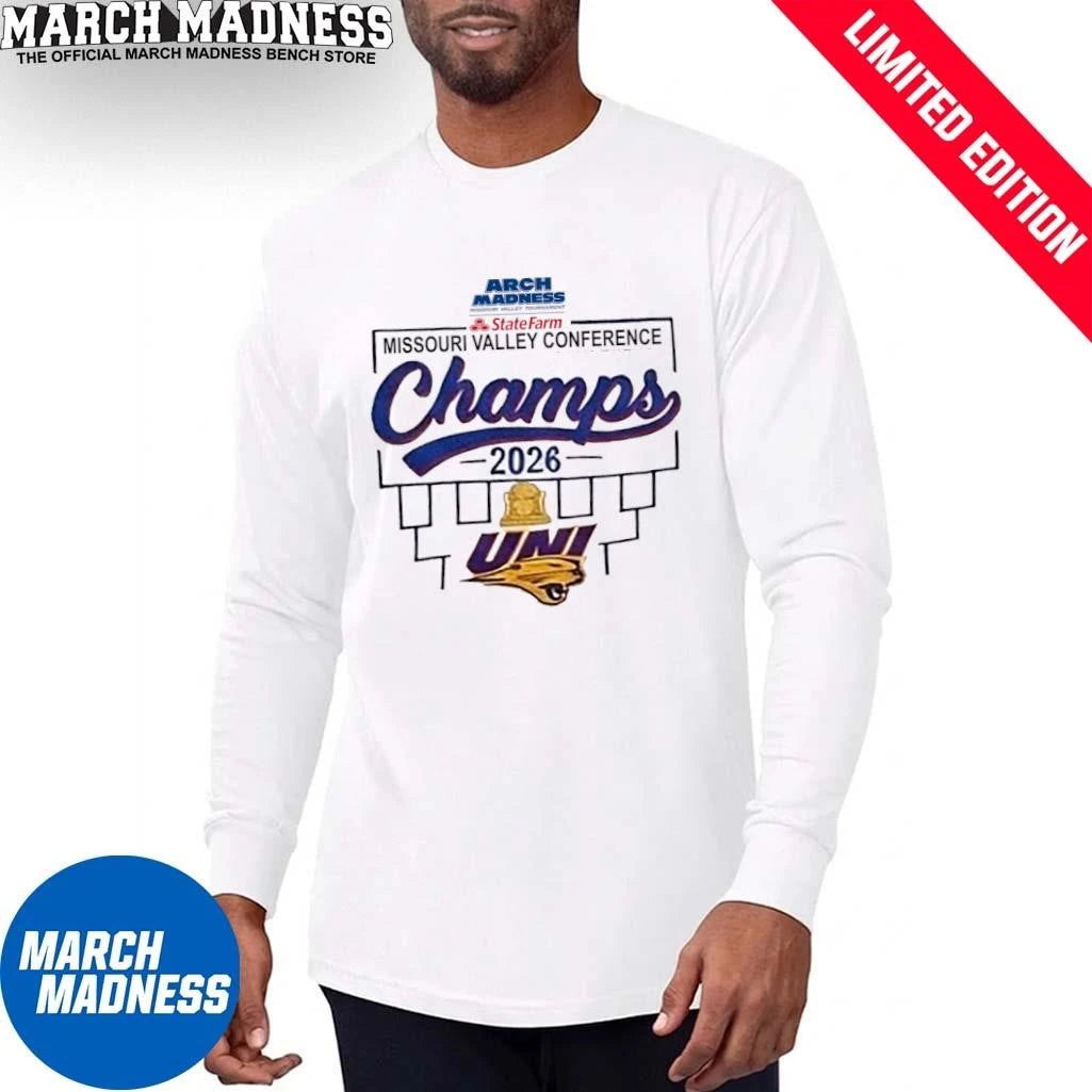Official UNI Panthers Men’s Basketball MVC Tournament Champions Locker Room T-Shirt