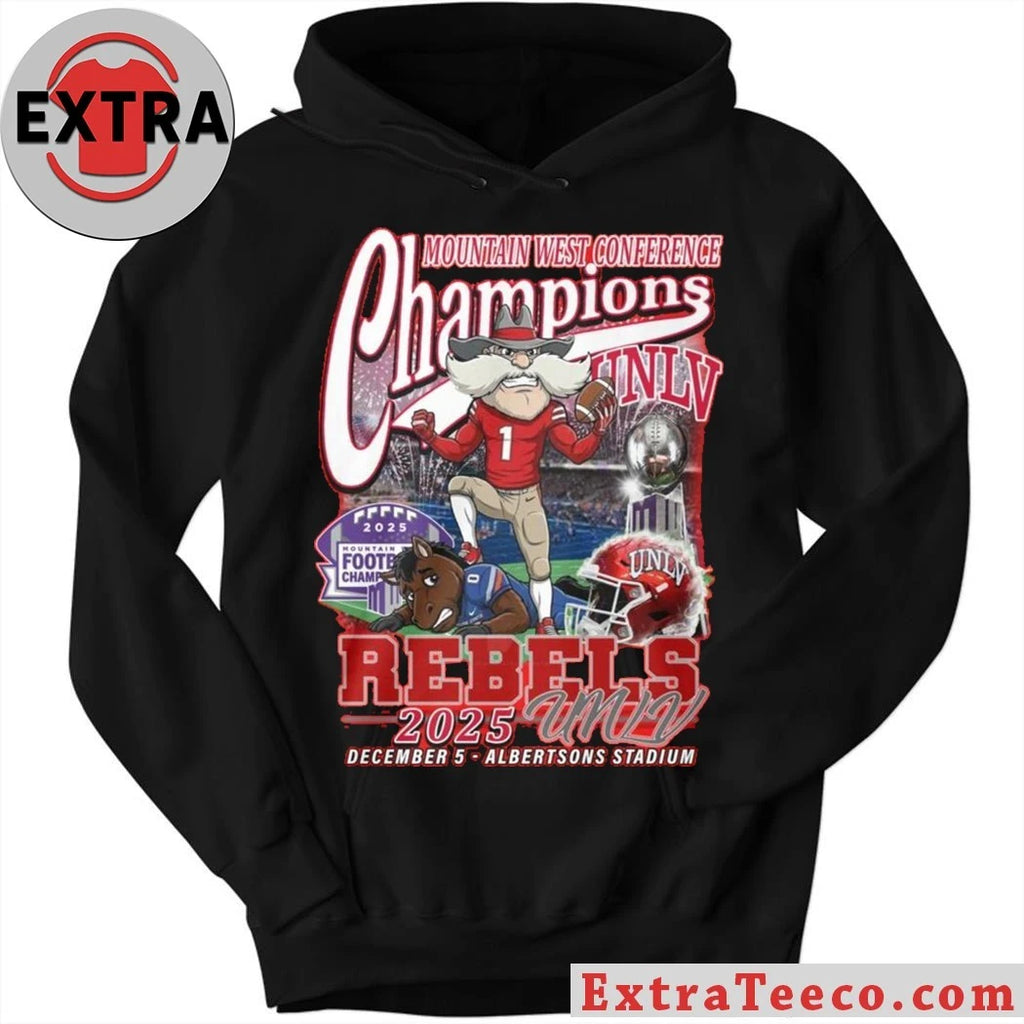 Official UNLV Rebels Mountain West Conference Champions December 5 2025 Albertsons Stadium Victory Logo T-Shirt