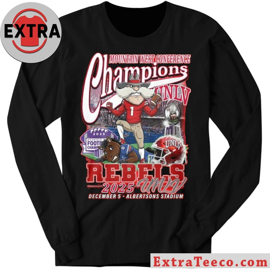 Official UNLV Rebels Mountain West Conference Champions December 5 2025 Albertsons Stadium Victory Logo T-Shirt