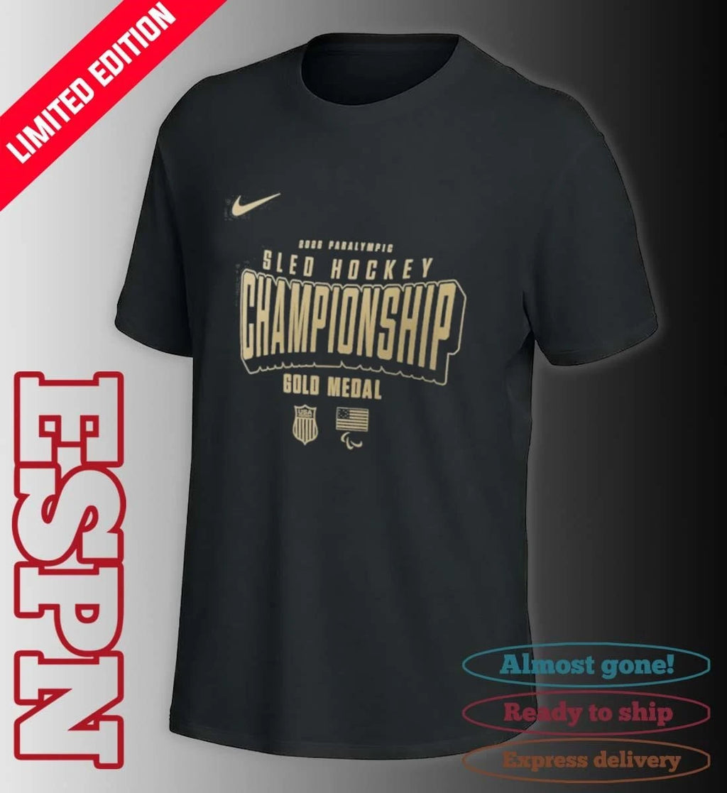 Official US National Sled Hockey 2026 Winter Olympics Gold Medal Champions T-Shirt