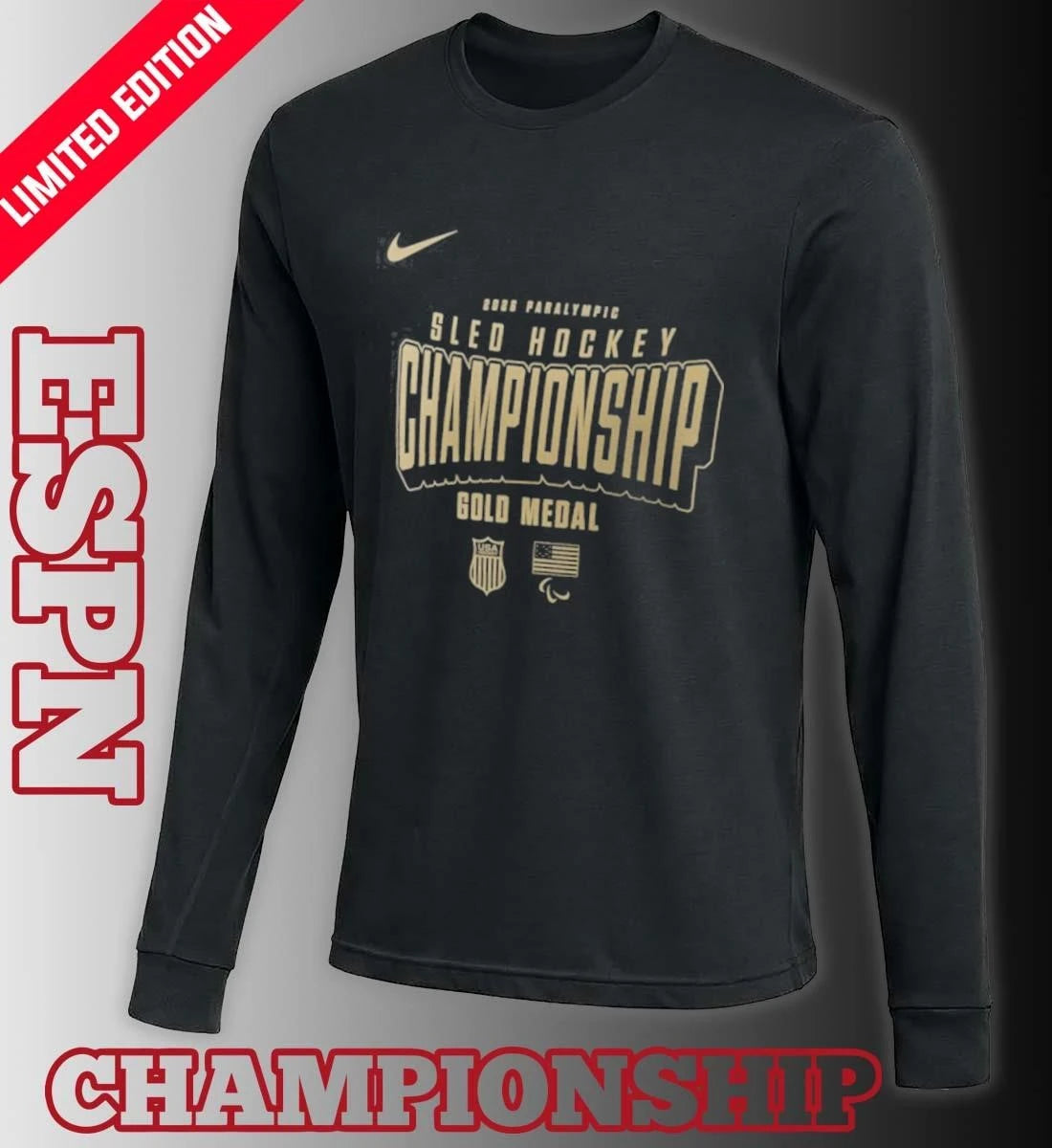 Official US National Sled Hockey 2026 Winter Olympics Gold Medal Champions T-Shirt