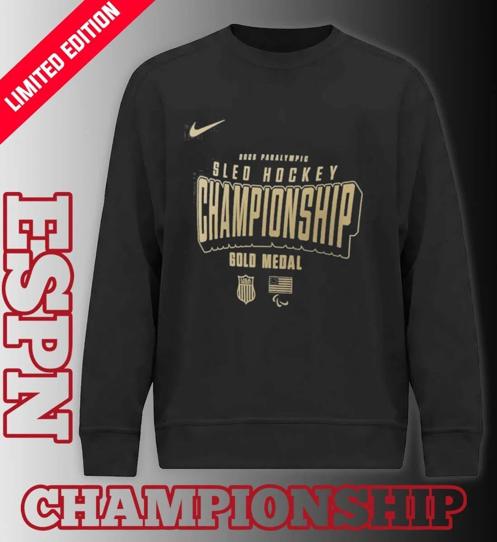 Official US National Sled Hockey 2026 Winter Olympics Gold Medal Champions T-Shirt