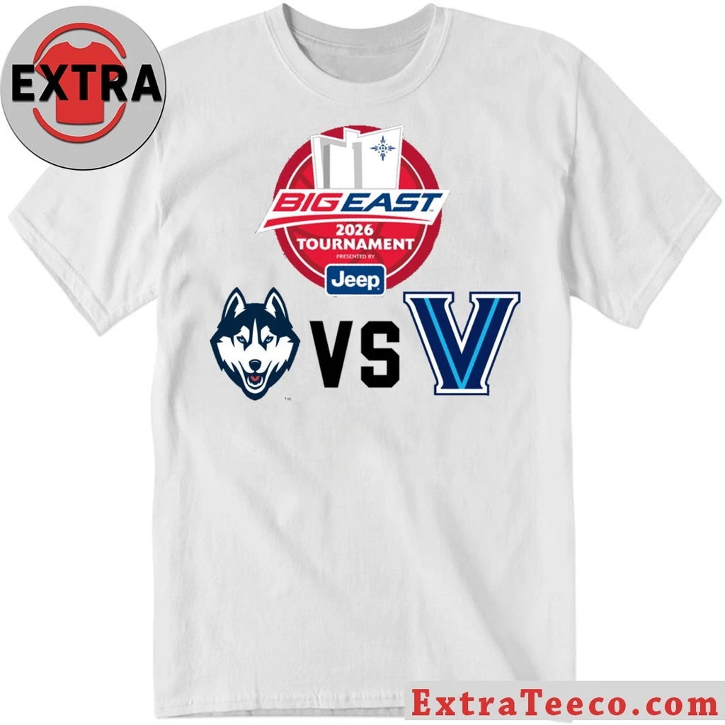 Official US college basketball between UConn Huskies and Villanova Wildcats Logo Shirt
