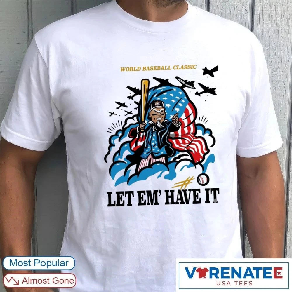 Official USA Baseball Aaron Judge Yankees World Baseball Classic Let Em’ Have It T-Shirt