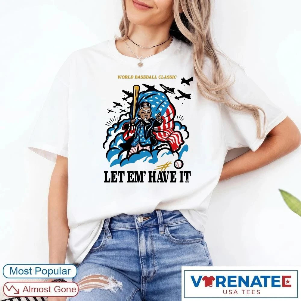 Official USA Baseball Aaron Judge Yankees World Baseball Classic Let Em’ Have It T-Shirt