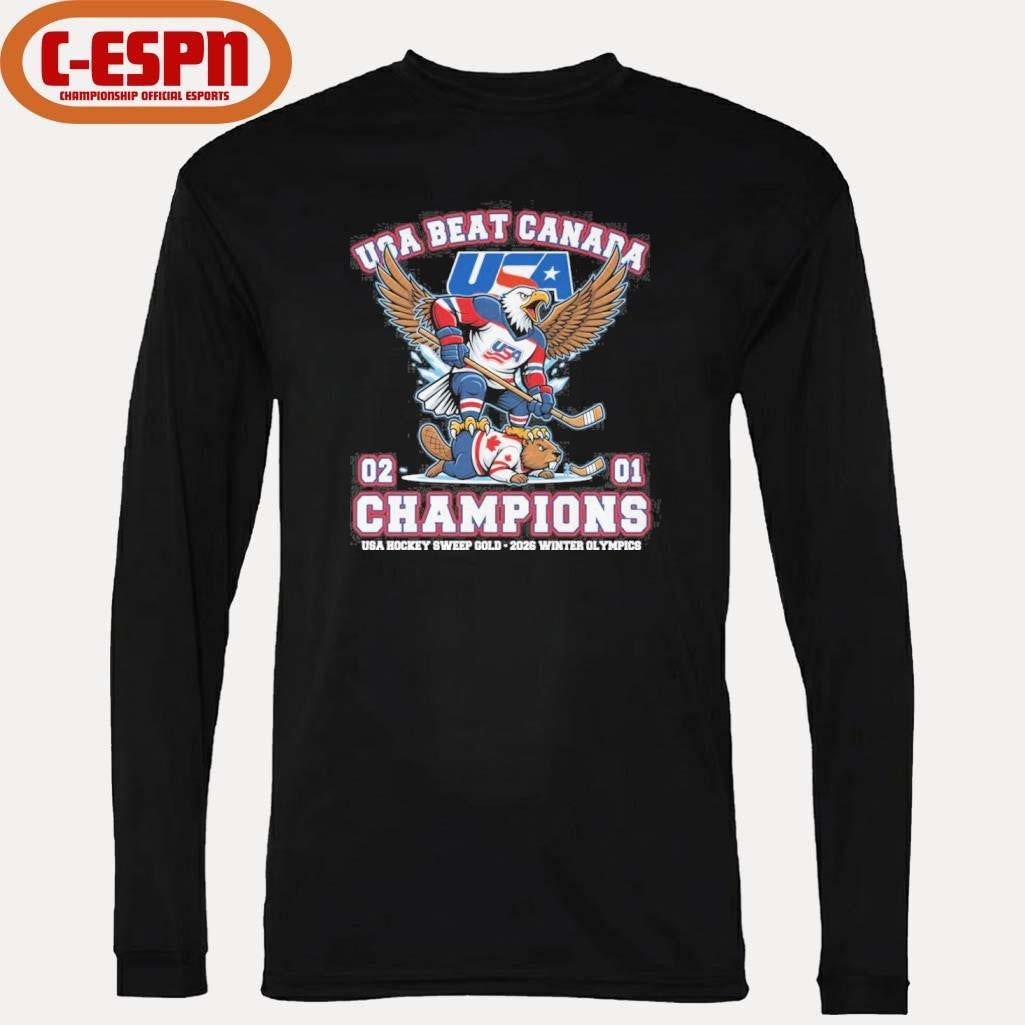 Official USA Hockey Mascot Beat Canada 2-1 Olympics Champions Shirt