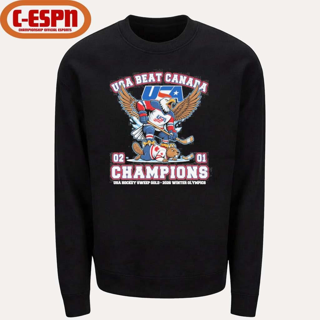Official USA Hockey Mascot Beat Canada 2-1 Olympics Champions Shirt