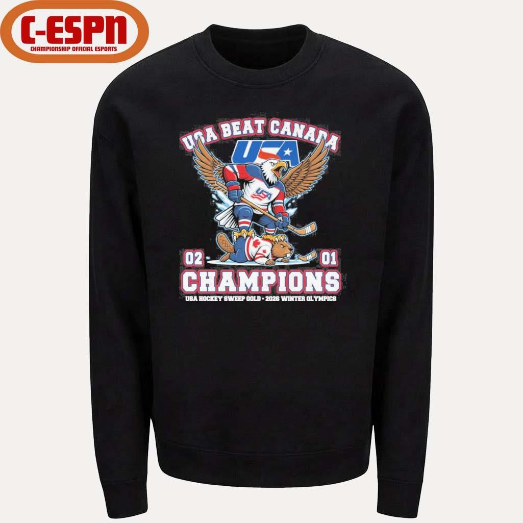 Official USA Hockey Mascot Beat Canada 2-1 Olympics Champions Shirt