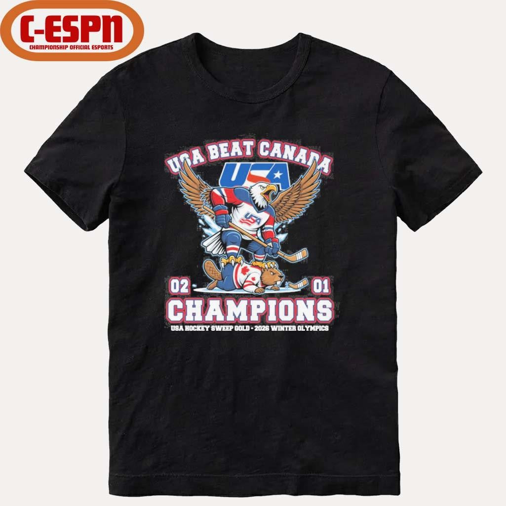 Official USA Hockey Mascot Beat Canada 2-1 Olympics Champions Shirt