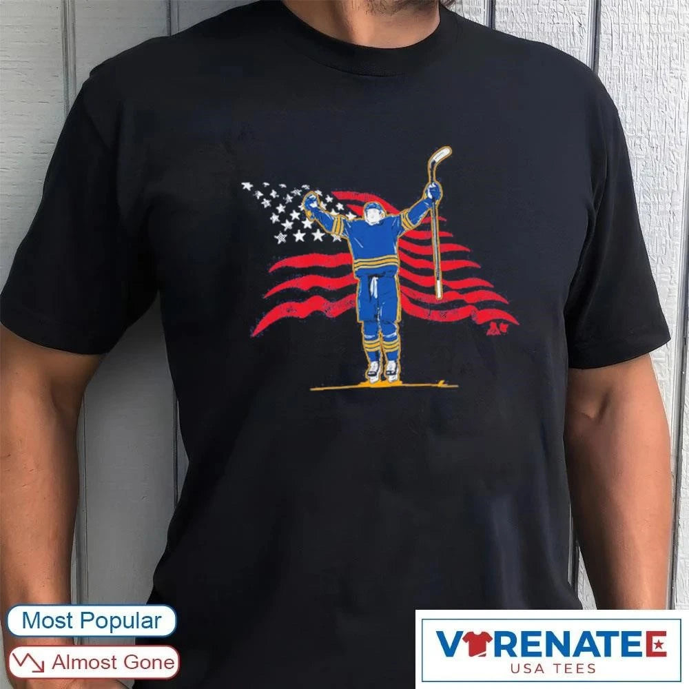 Official USA Hockey Tage Thompson Stars and Stripes Superstar Pose t-shirt