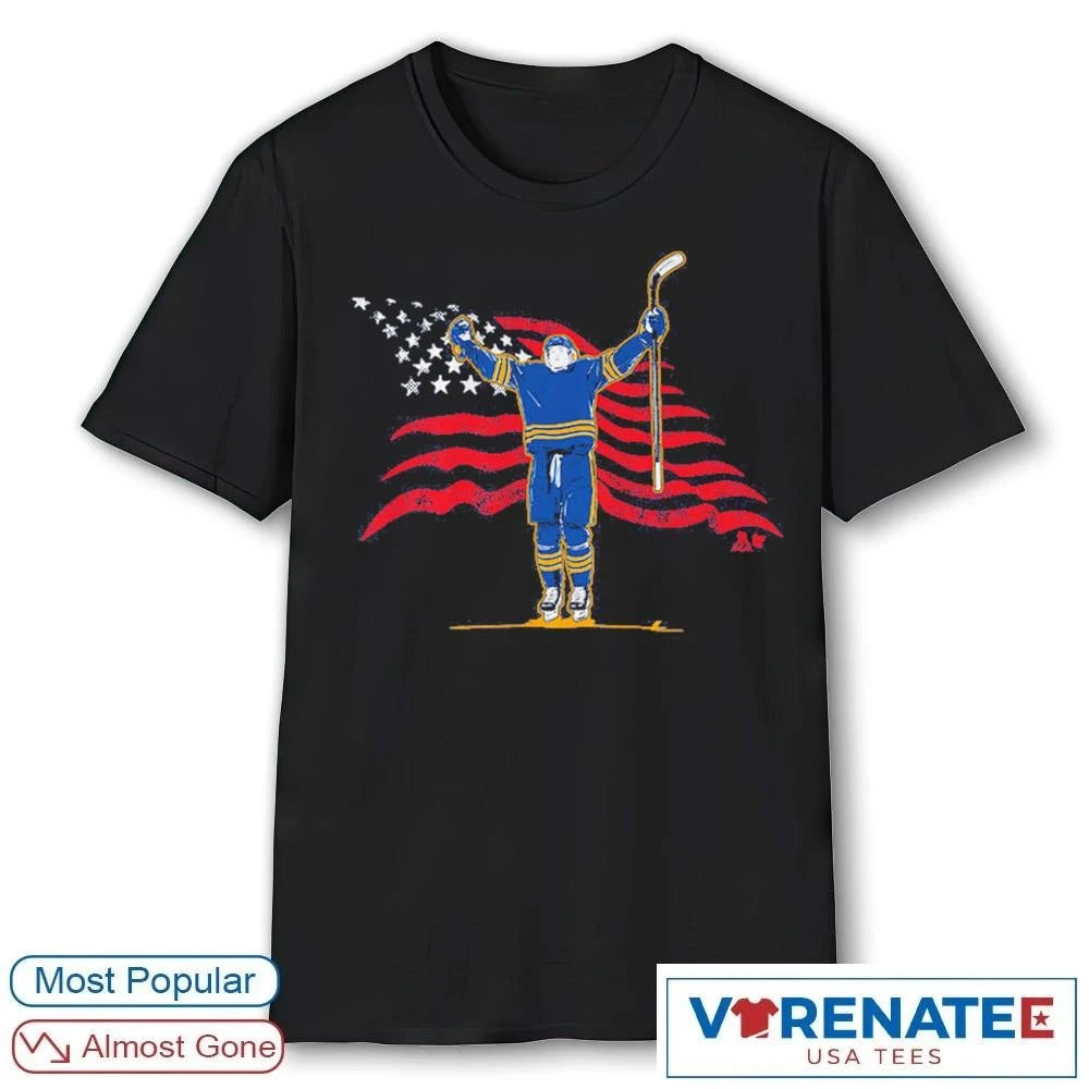 Official USA Hockey Tage Thompson Stars and Stripes Superstar Pose t-shirt