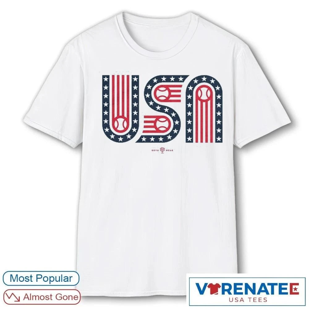 Official USA Stars, Stripes and Baseball T-Shirt