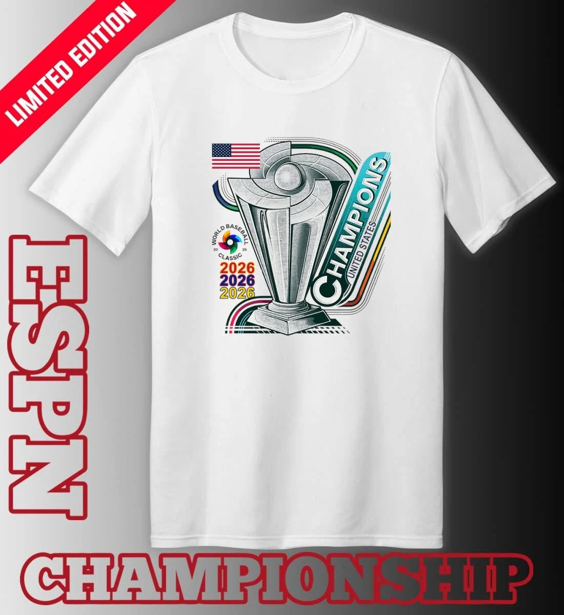 Official USA Team 2026 World Baseball Classic Champions T-Shirt