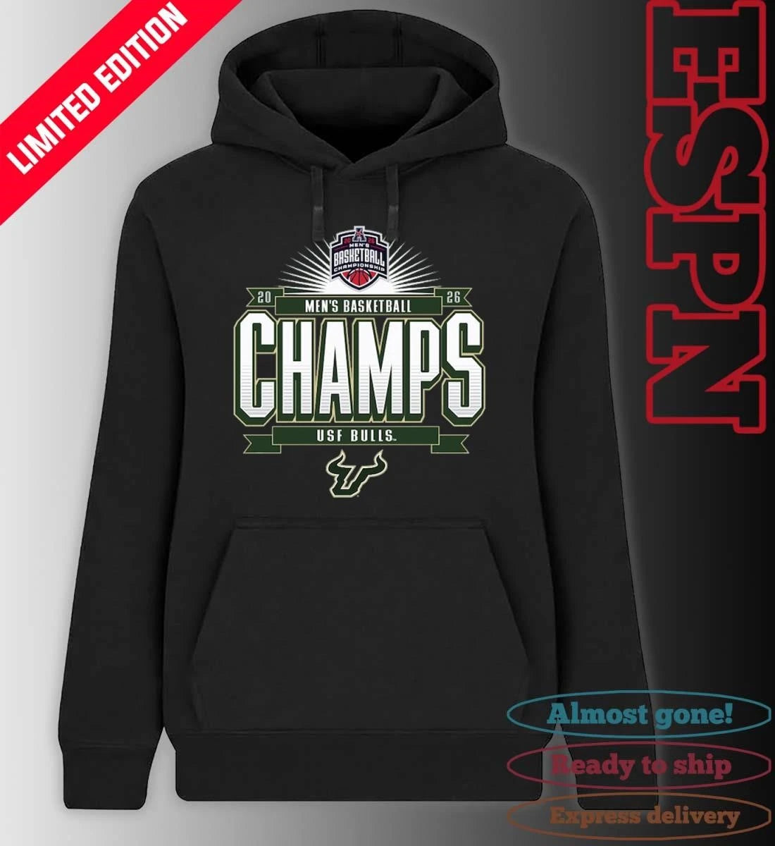 Official USF Bulls American Conference Men’s Basketball Tournament Champions Official T-Shirt
