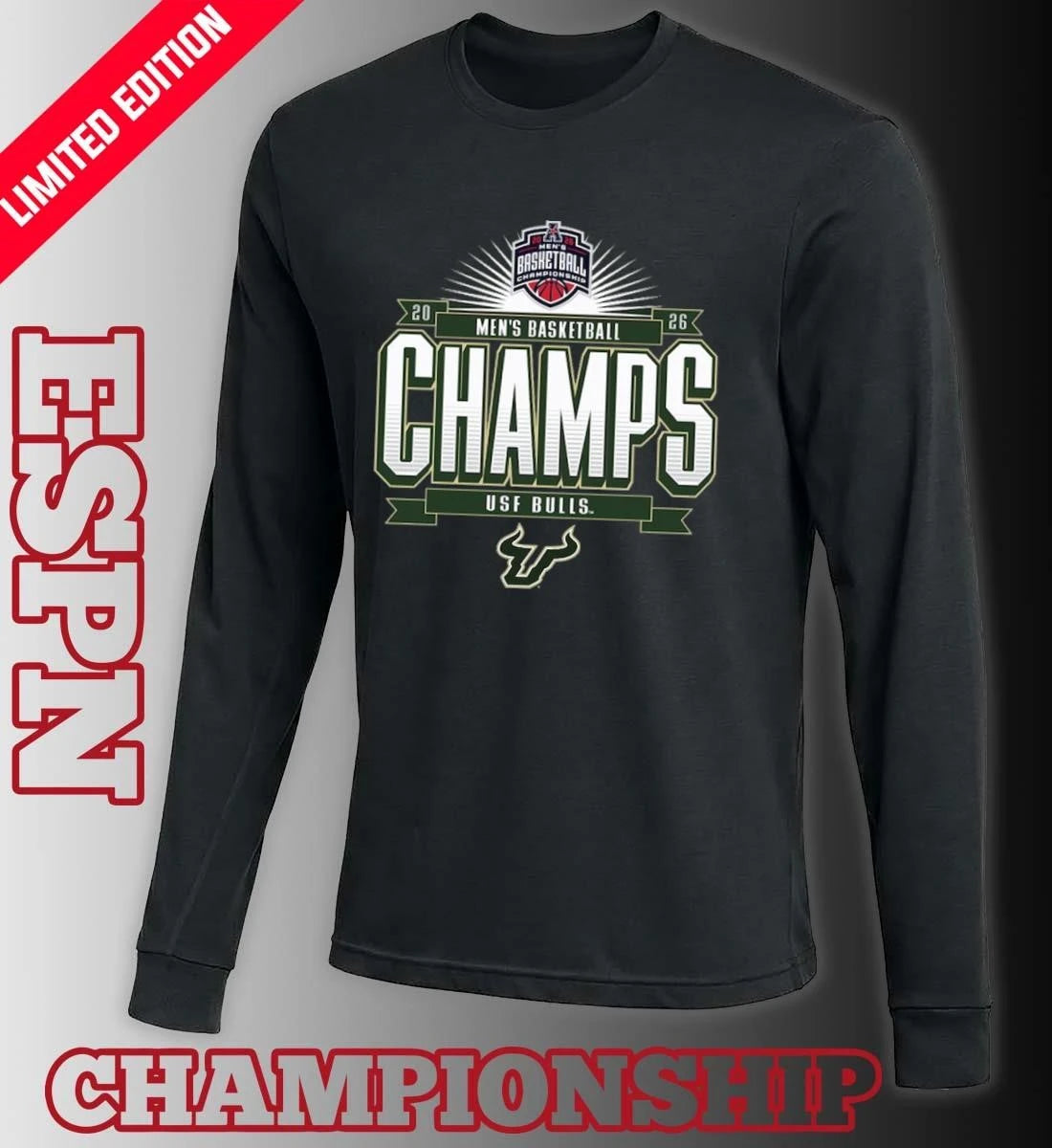 Official USF Bulls American Conference Men’s Basketball Tournament Champions Official T-Shirt