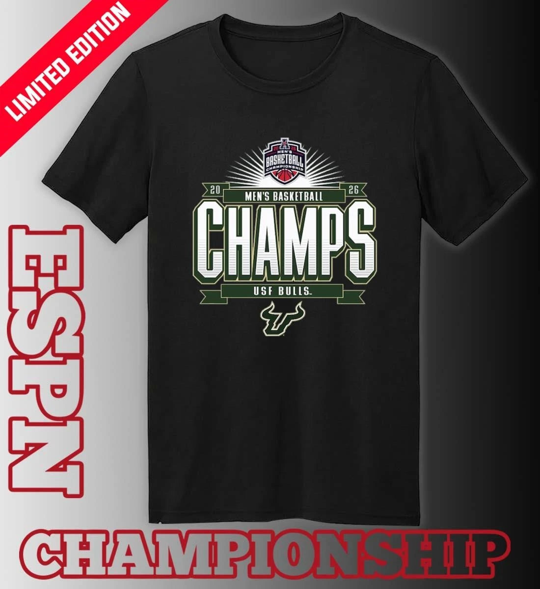 Official USF Bulls American Conference Men’s Basketball Tournament Champions Official T-Shirt