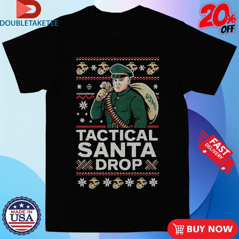 Official USMC Christmas Tactical Santa Drop Holiday Shirts