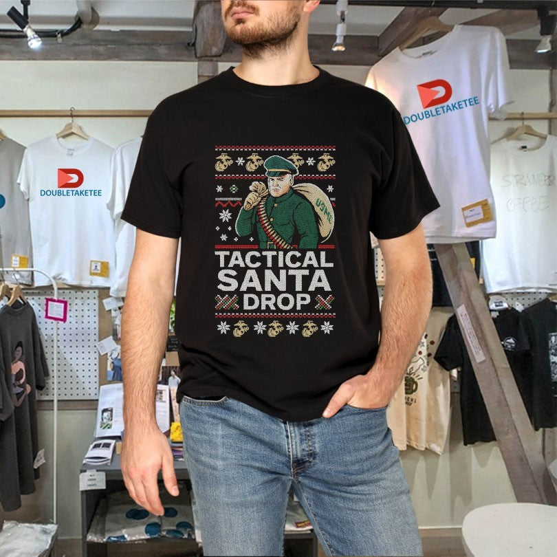 Official USMC Christmas Tactical Santa Drop Holiday Shirts