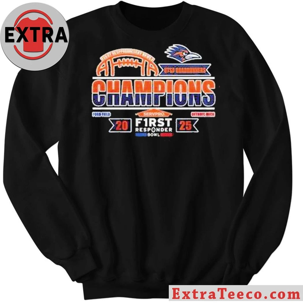 Official UTSA Roadrunners First Responder Bowl Champions 2025 Logo Hoodie T-Shirt