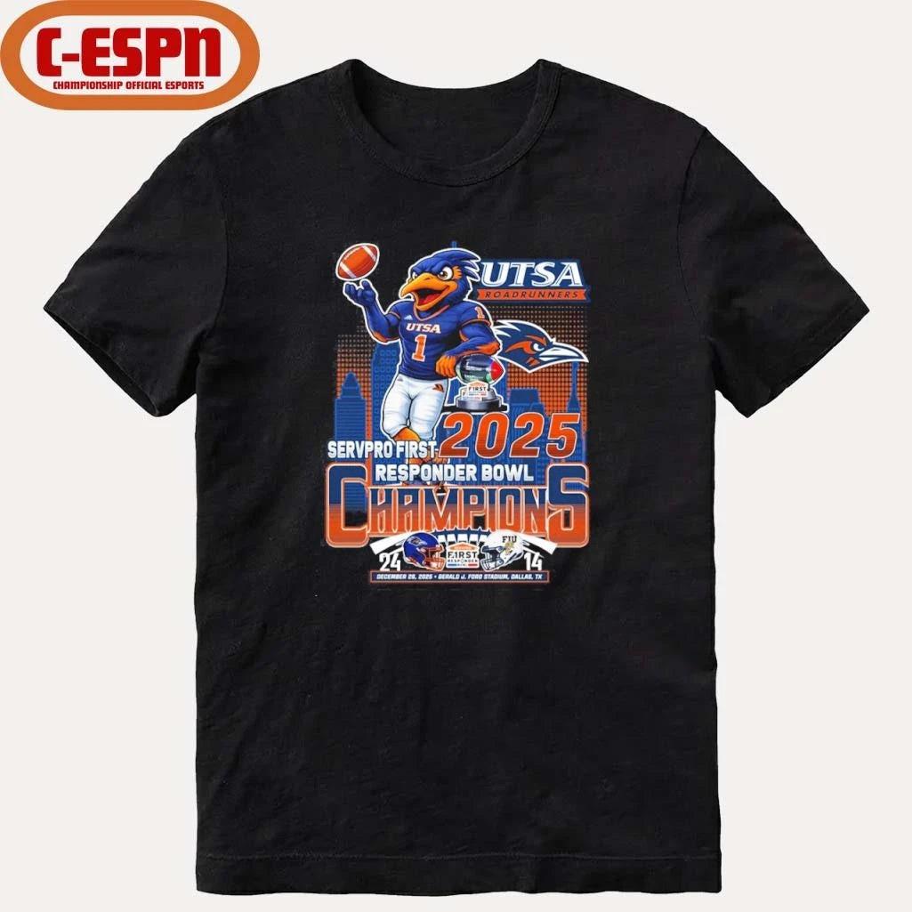 Official UTSA Roadrunners Mascot 2025 Responder Bowl Champions Shirt