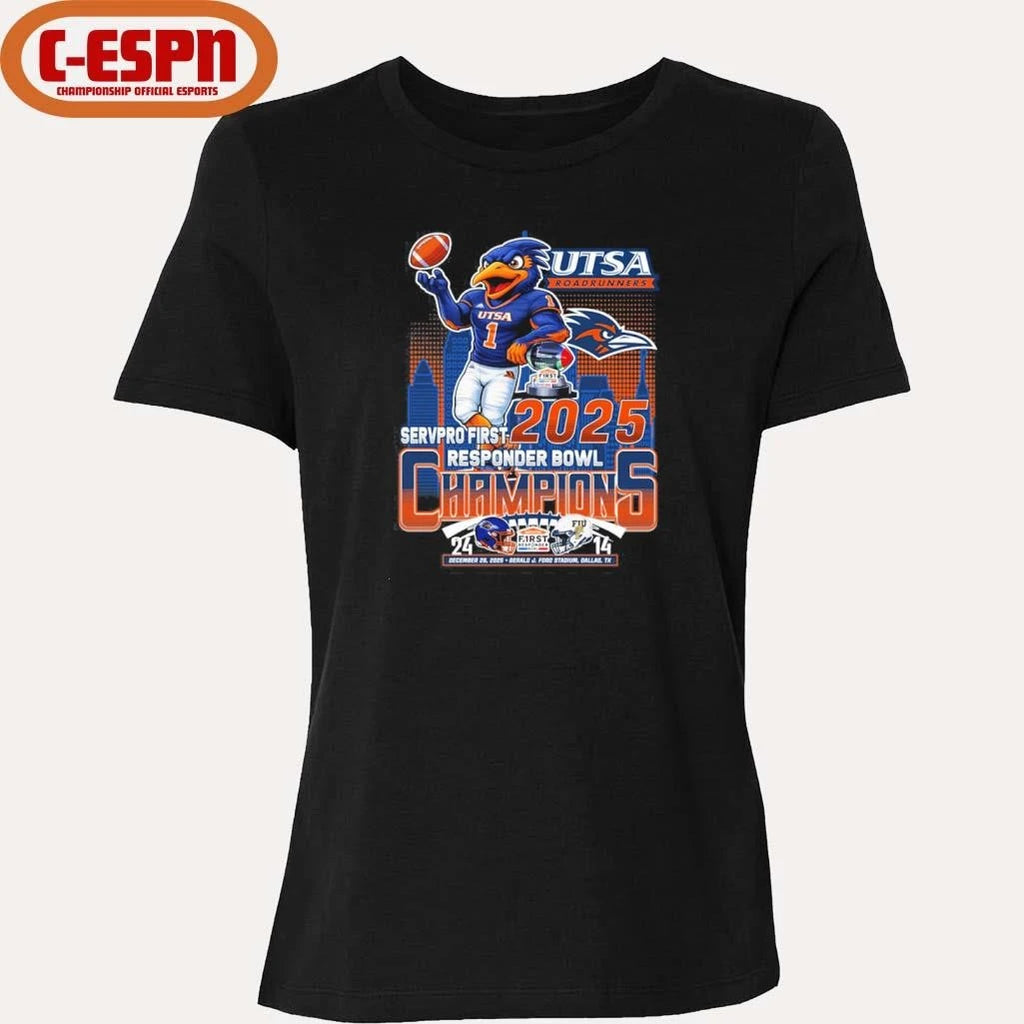 Official UTSA Roadrunners Mascot 2025 Responder Bowl Champions Shirt