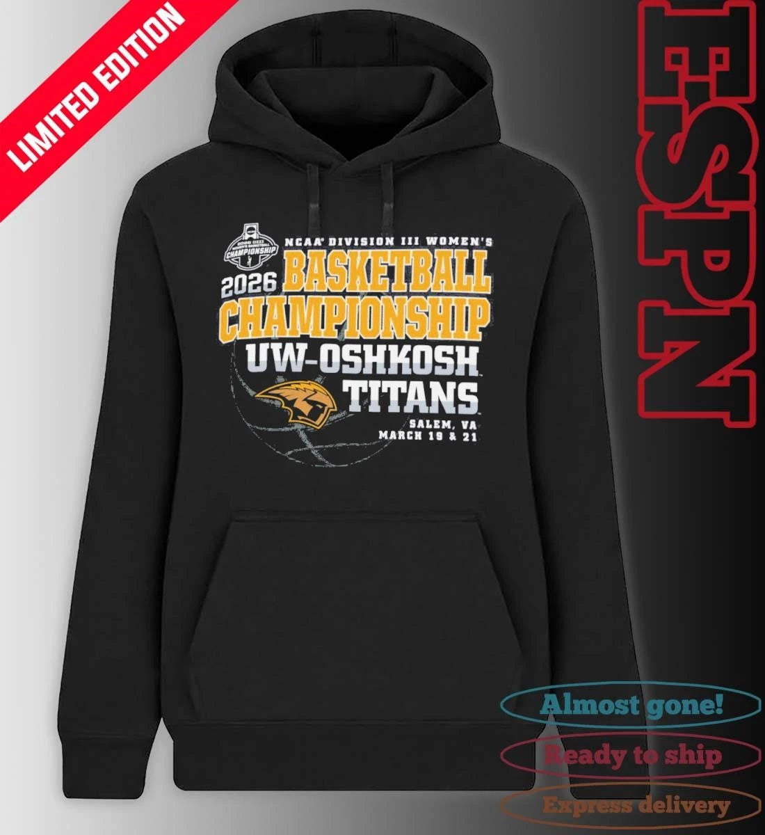 Official UW-Oshkosh Titans 2026 NCAA DIII Women’s Basketball Championship Shirt