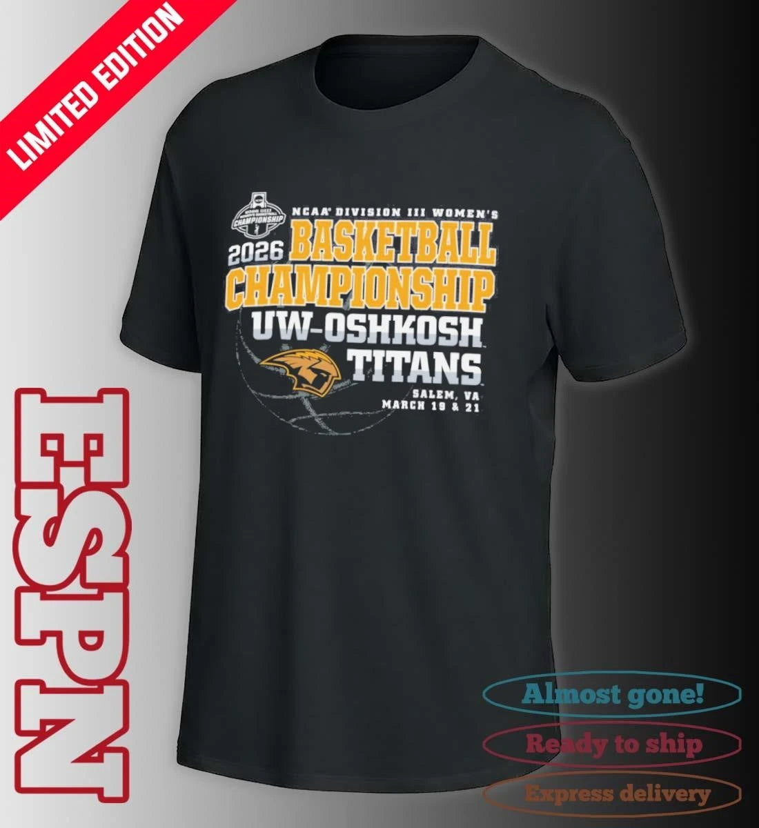 Official UW-Oshkosh Titans 2026 NCAA DIII Women’s Basketball Championship Shirt