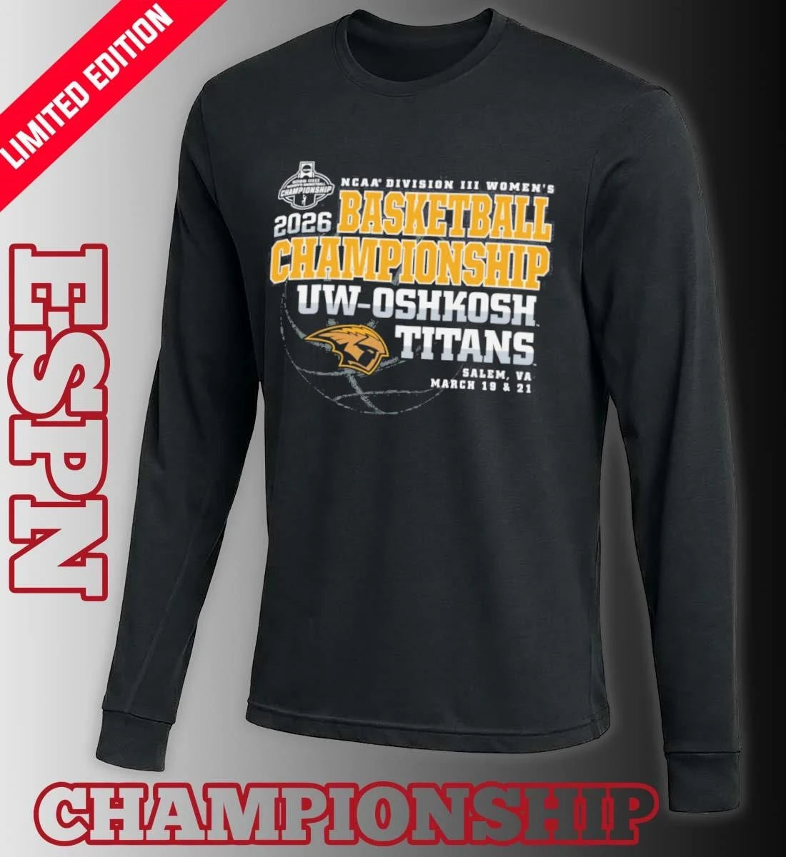 Official UW-Oshkosh Titans 2026 NCAA DIII Women’s Basketball Championship Shirt