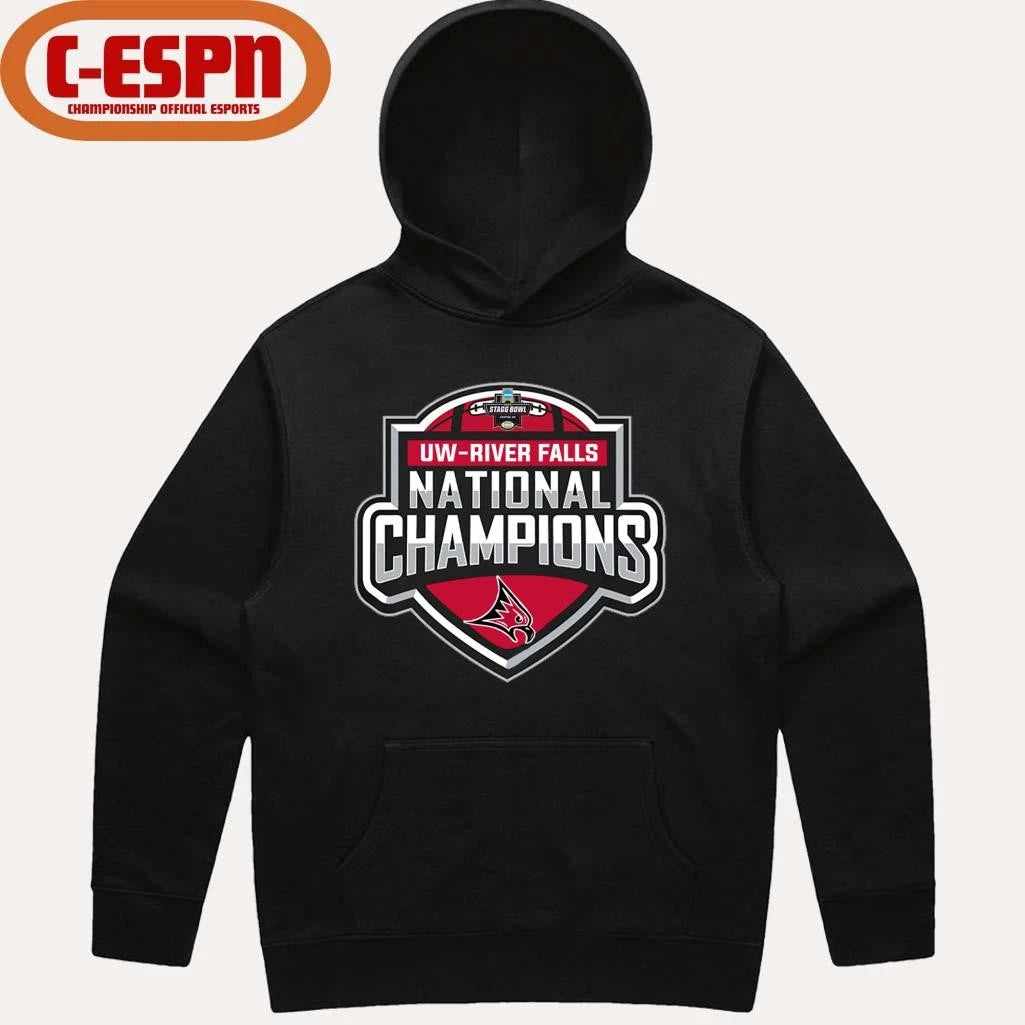 Official UW-River Falls Falcons 2025-26 DIII Football National Champions Logo T-Shirt