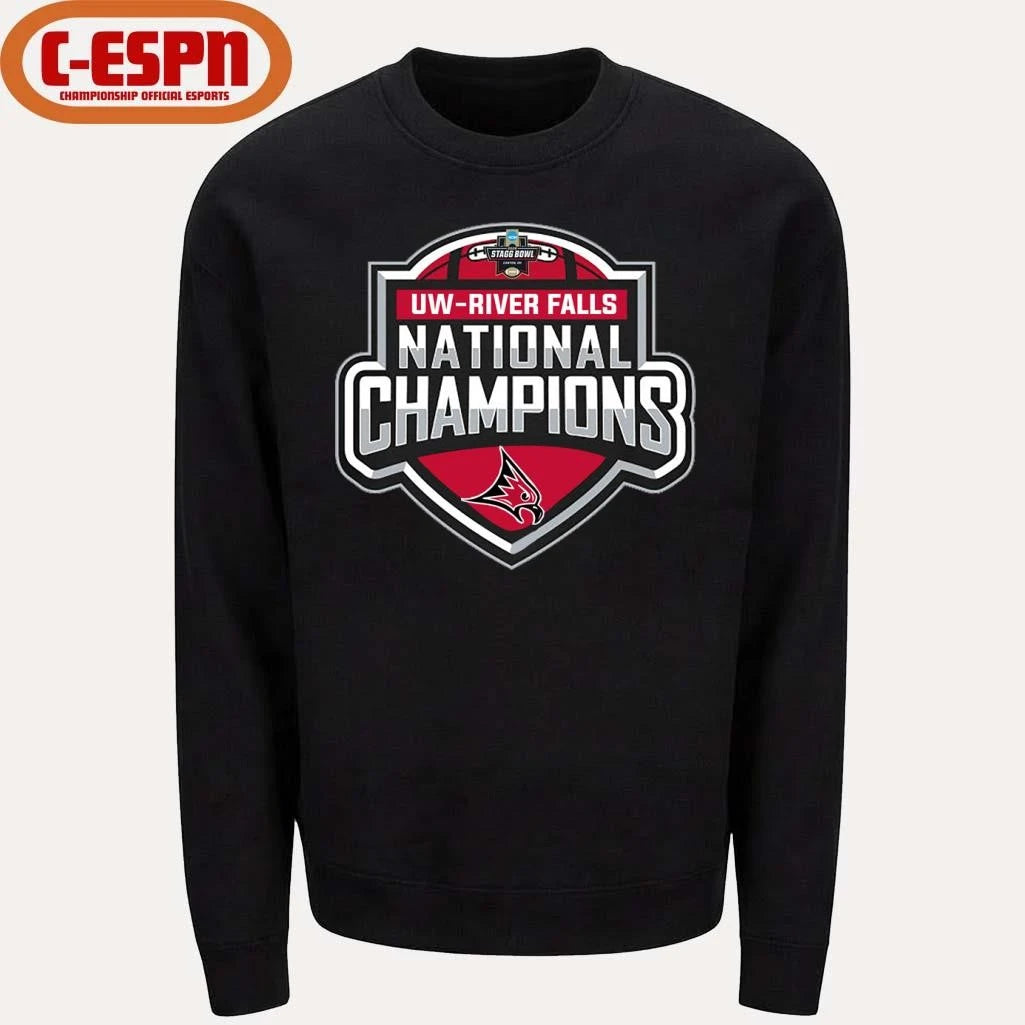 Official UW-River Falls Falcons 2025-26 DIII Football National Champions Logo T-Shirt
