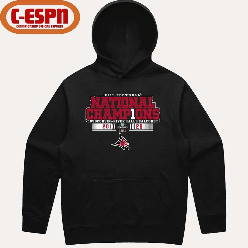 Official UW-River Falls Falcons NCAA DIII Football National Champions T-Shirt