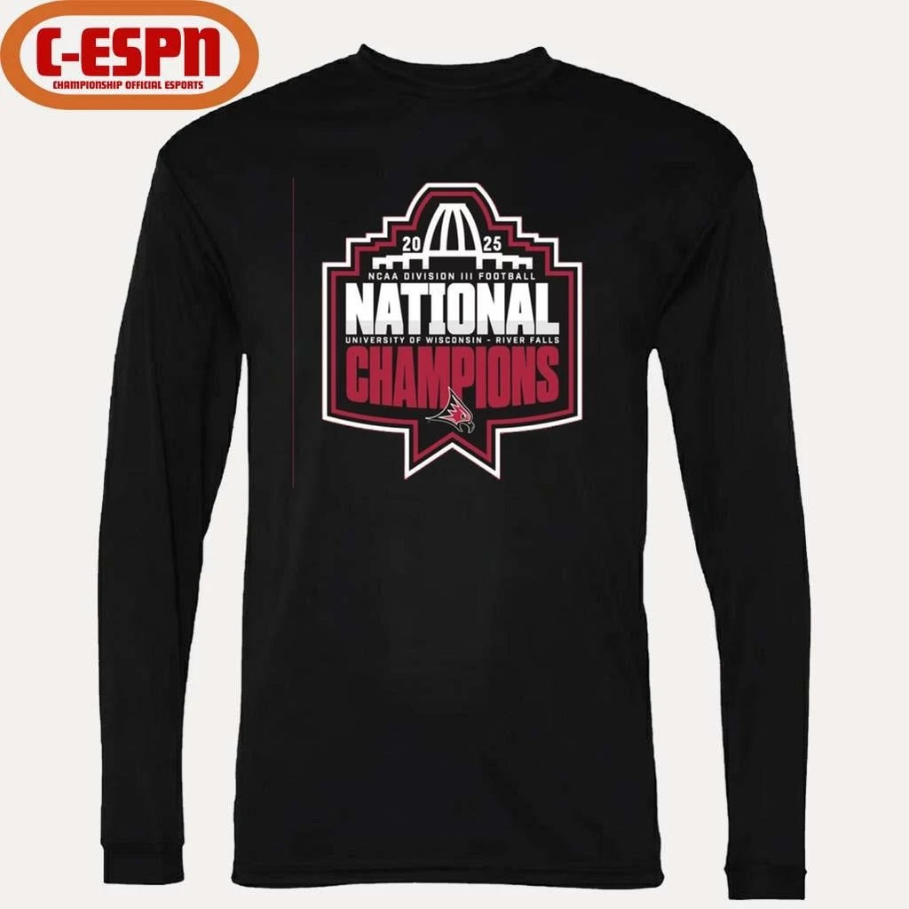 Official UW-River Falls Falcons NCAA DIII Football National Champions Official Logo T-Shirt