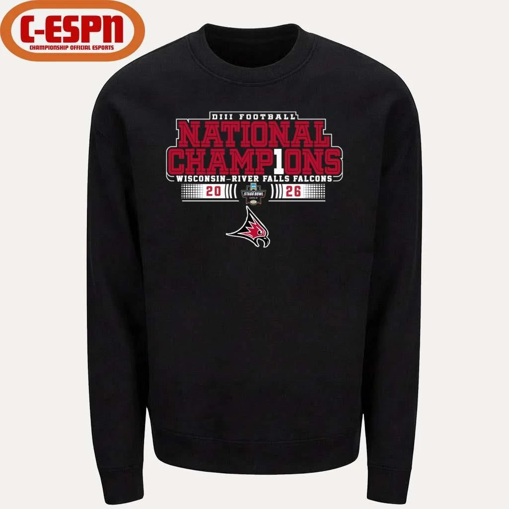 Official UW-River Falls Falcons NCAA DIII Football National Champions T-Shirt