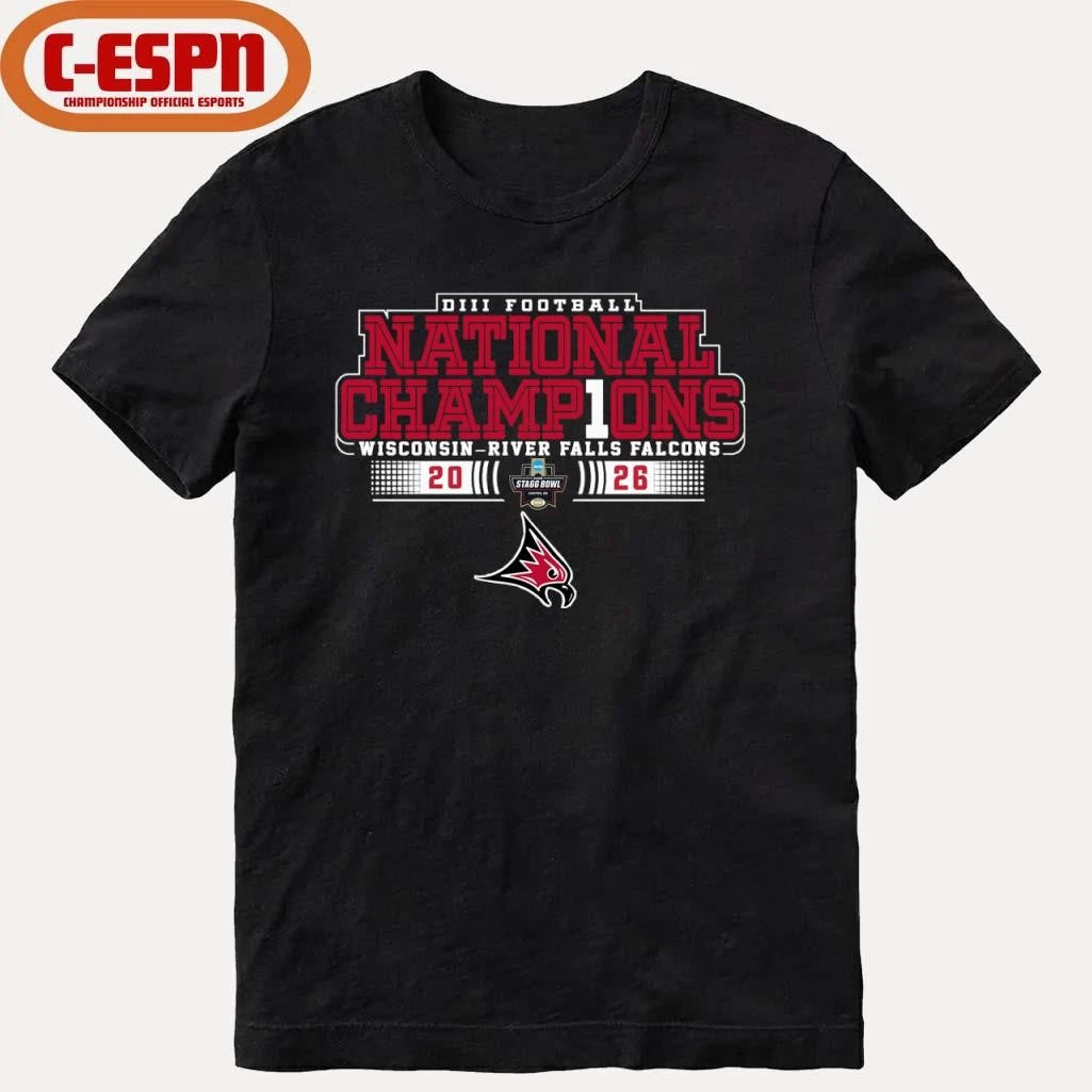 Official UW-River Falls Falcons NCAA DIII Football National Champions T-Shirt