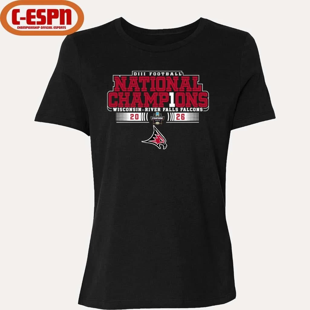 Official UW-River Falls Falcons NCAA DIII Football National Champions T-Shirt