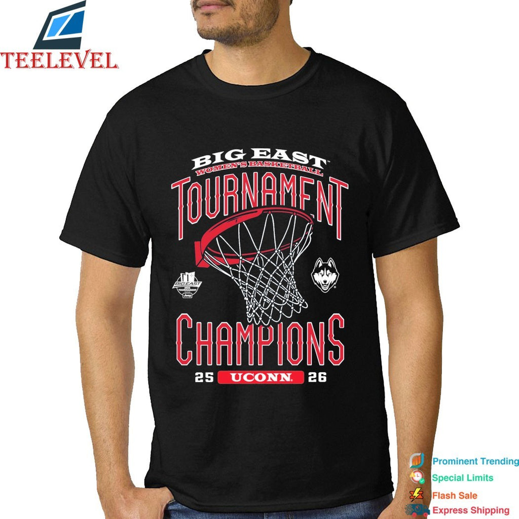 Official Uconn Huskies ’25-2026 Big East Women’s Basketball Tournament Champions T-Shirts