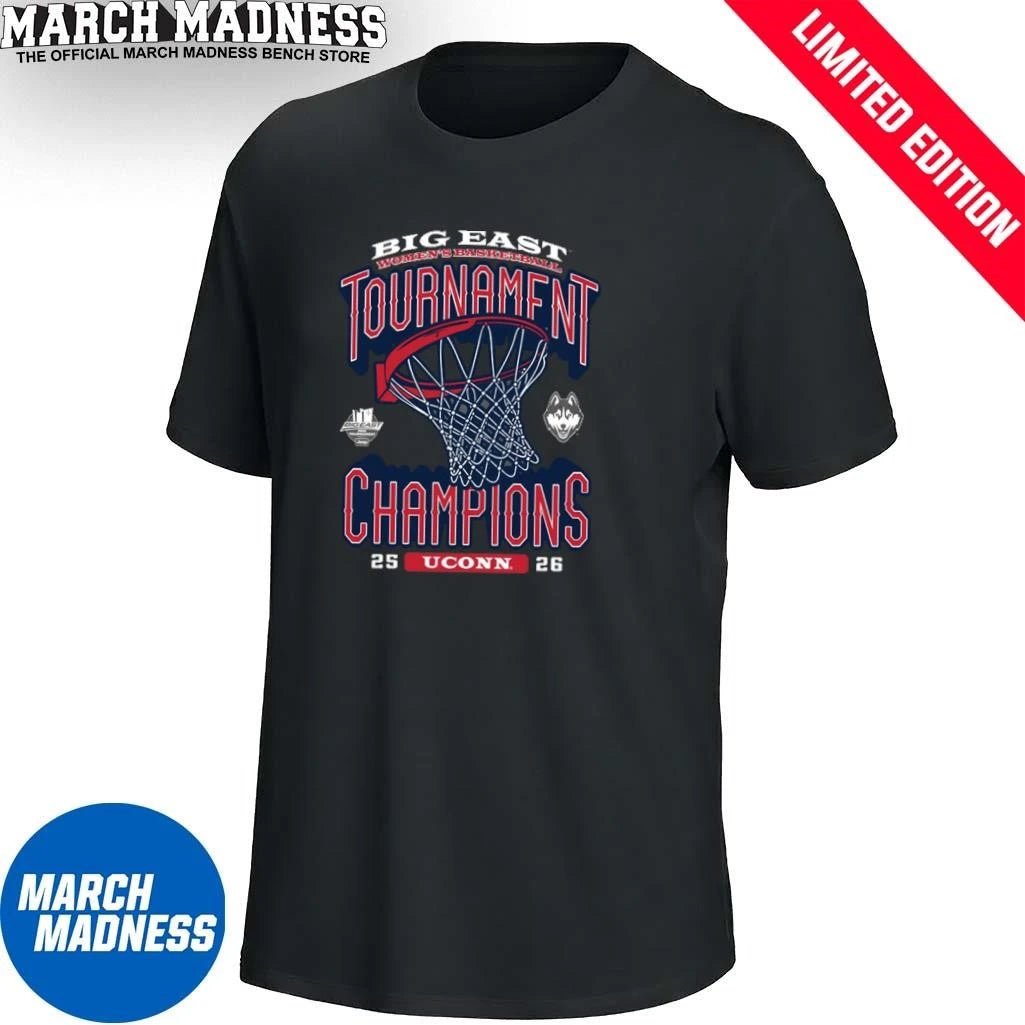 Official Uconn Huskies Big East Women’s Basketball Tournament Champions 2026 T-Shirt