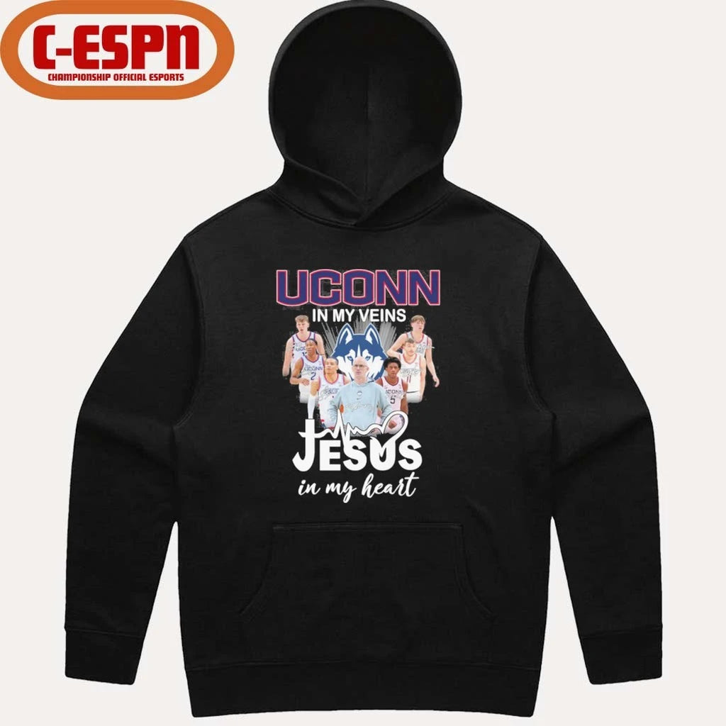 Official Uconn Men’s Basketball In My Veins Jesus In My Heart Shirt