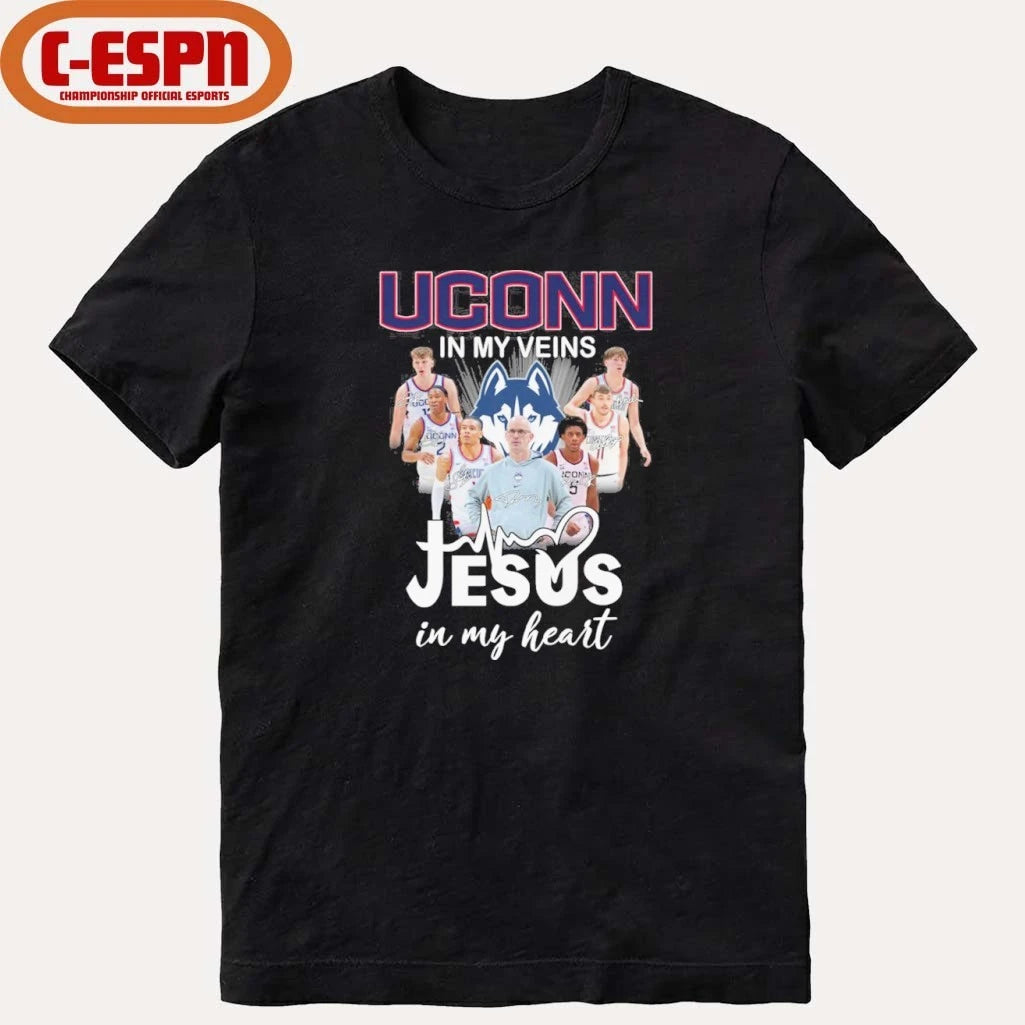 Official Uconn Men’s Basketball In My Veins Jesus In My Heart Shirt