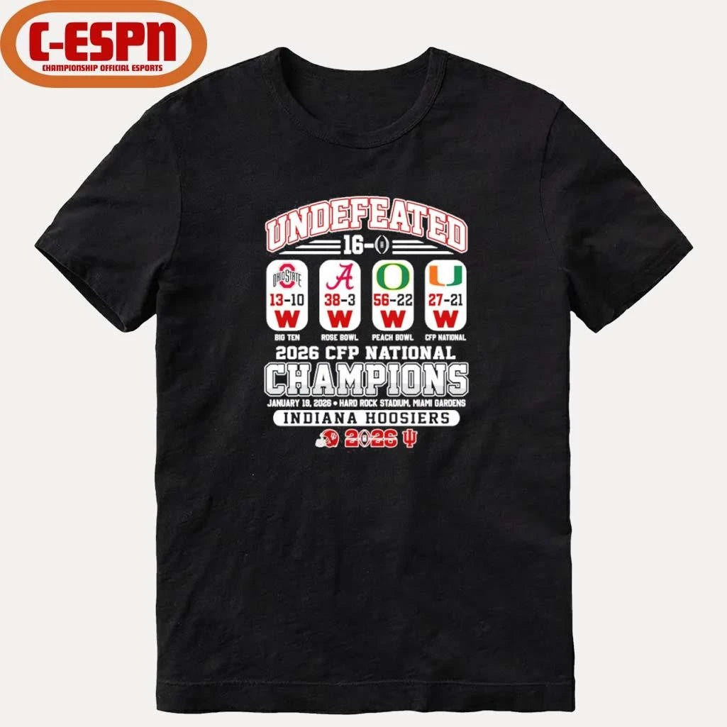 Official Undefeated 16-0 IU Football National Champions Beat OSU, Alabama, Oregon And Miami Shirt