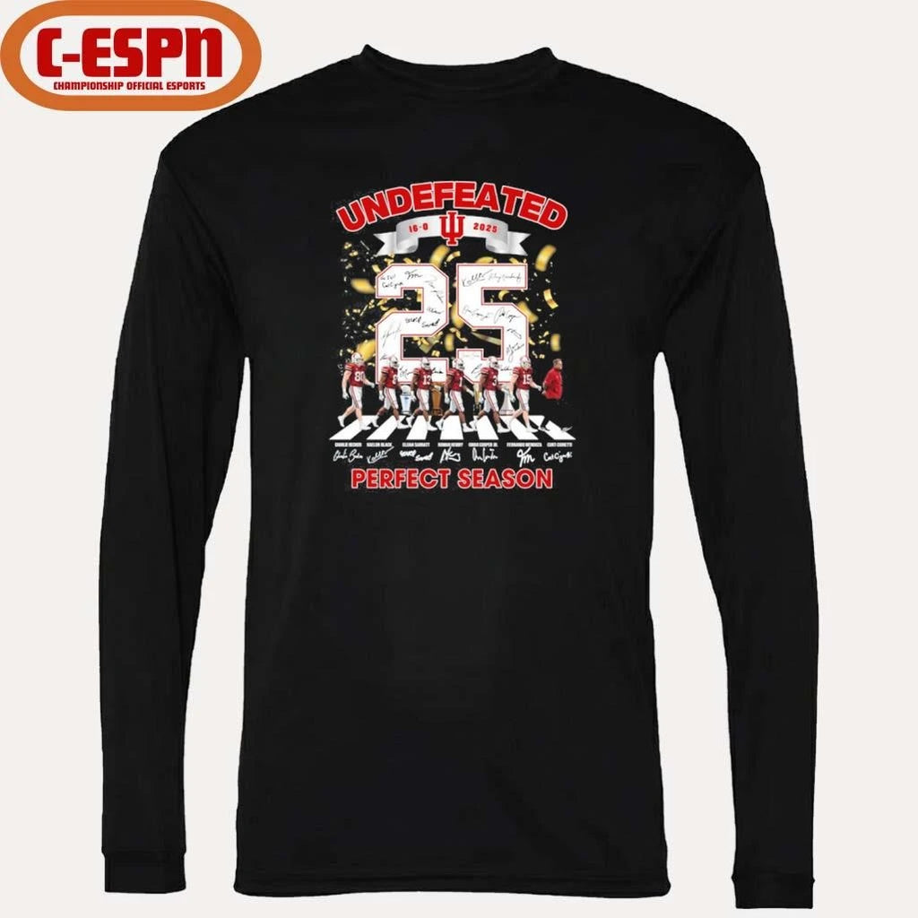 Official Undefeated 16-0 IU Hoosiers Abbey Road Perfect Season T-Shirt