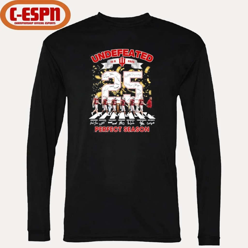 Official Undefeated 16-0 IU Hoosiers Abbey Road Perfect Season T-Shirt