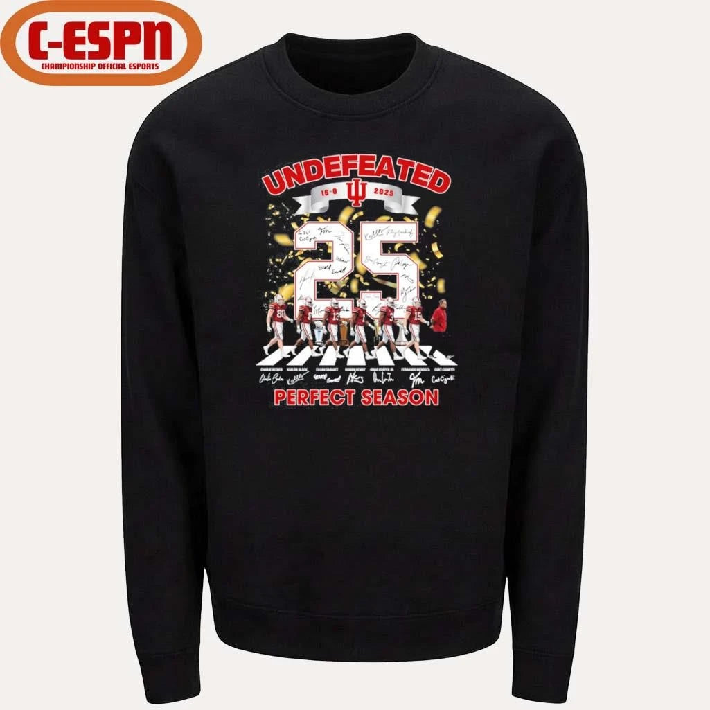 Official Undefeated 16-0 IU Hoosiers Abbey Road Perfect Season T-Shirt