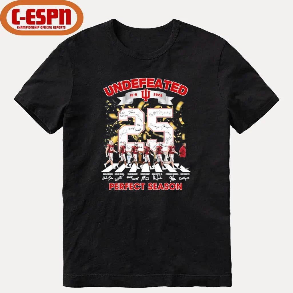 Official Undefeated 16-0 IU Hoosiers Abbey Road Perfect Season T-Shirt