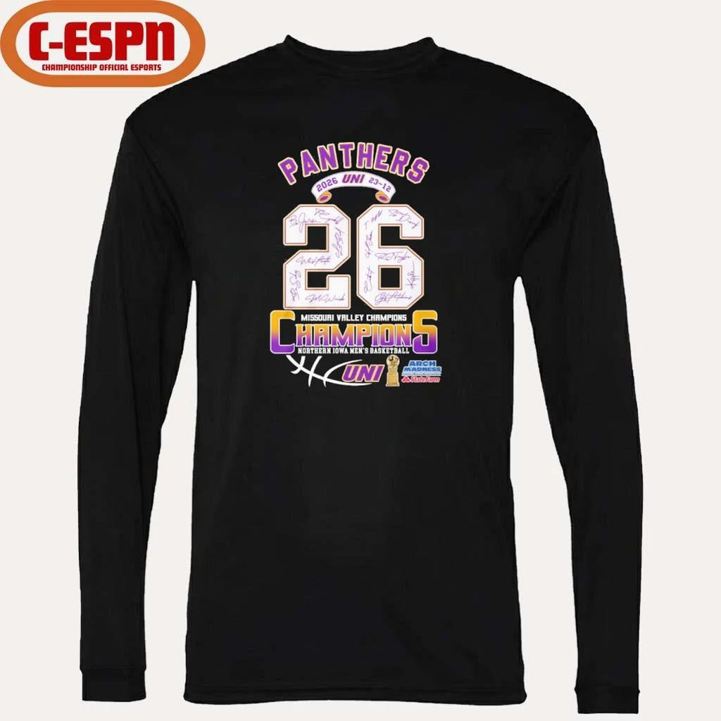 Official Uni Panthers Men’s Basketball 2026 MVC Tournament Champions 23-12 Shirt