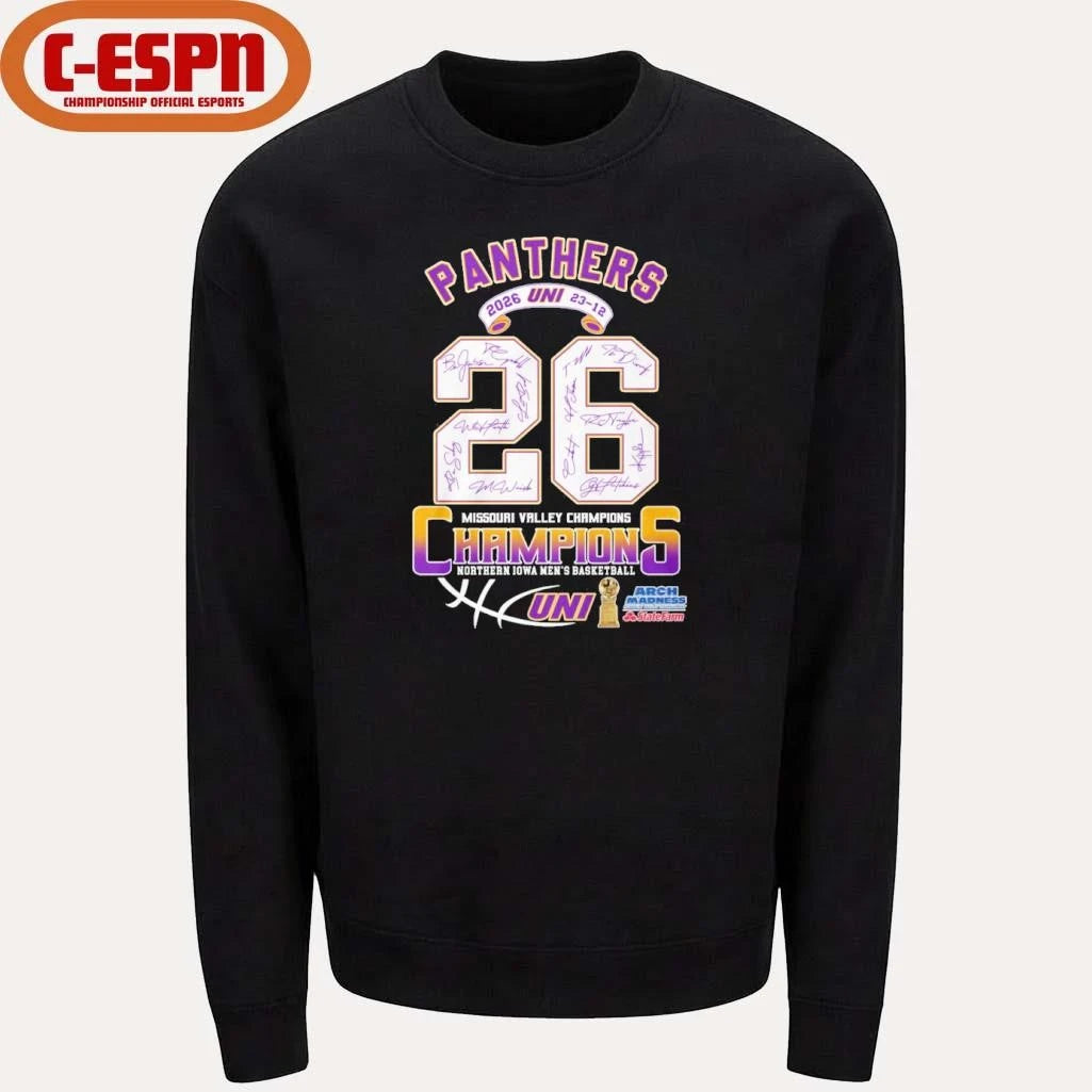 Official Uni Panthers Men’s Basketball 2026 MVC Tournament Champions 23-12 Shirt