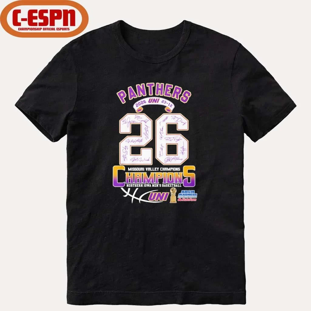 Official Uni Panthers Men’s Basketball 2026 MVC Tournament Champions 23-12 Shirt