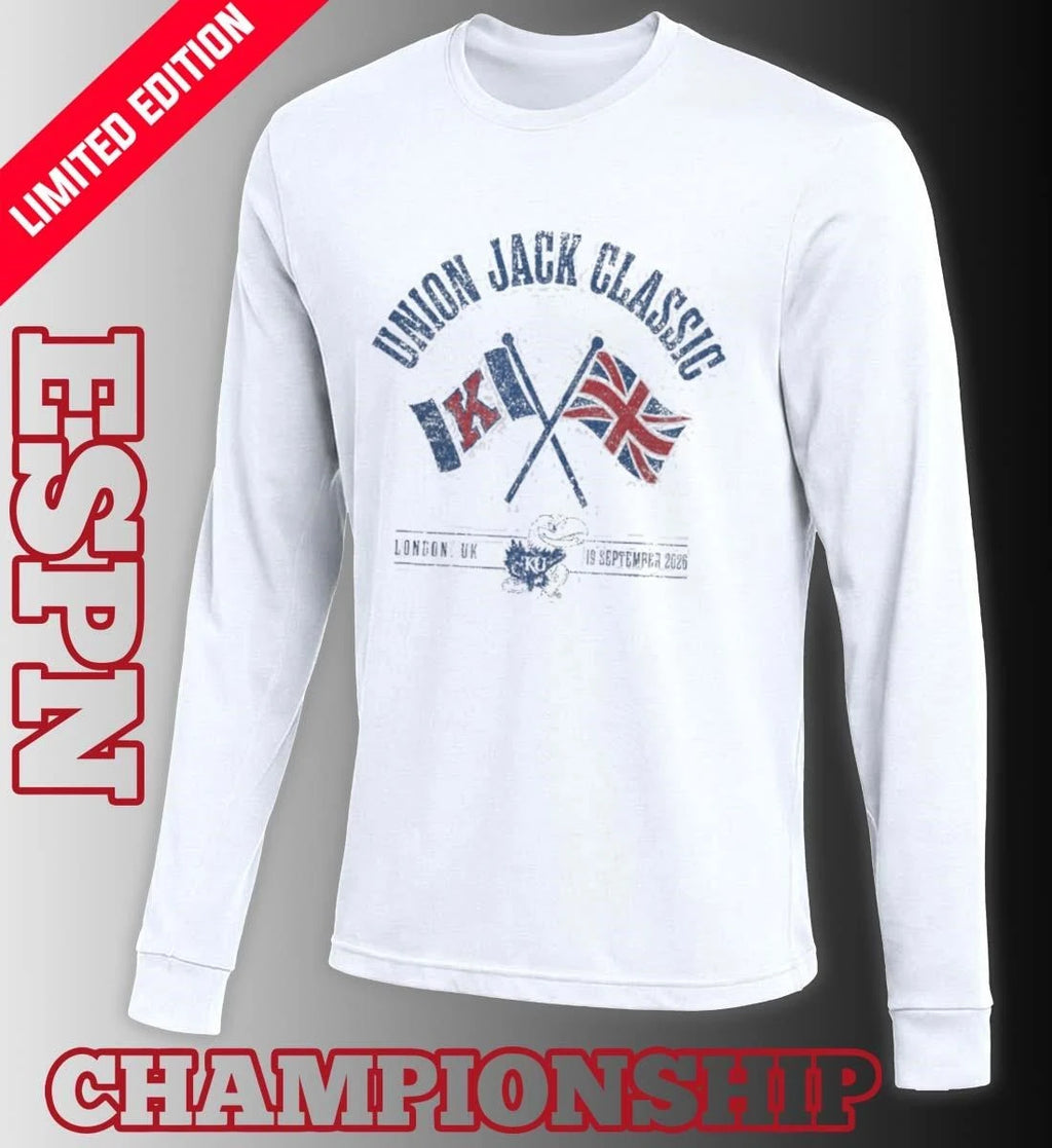 Official University Of Kansas Football 2026 London Union Jack Classic Bound Shirt
